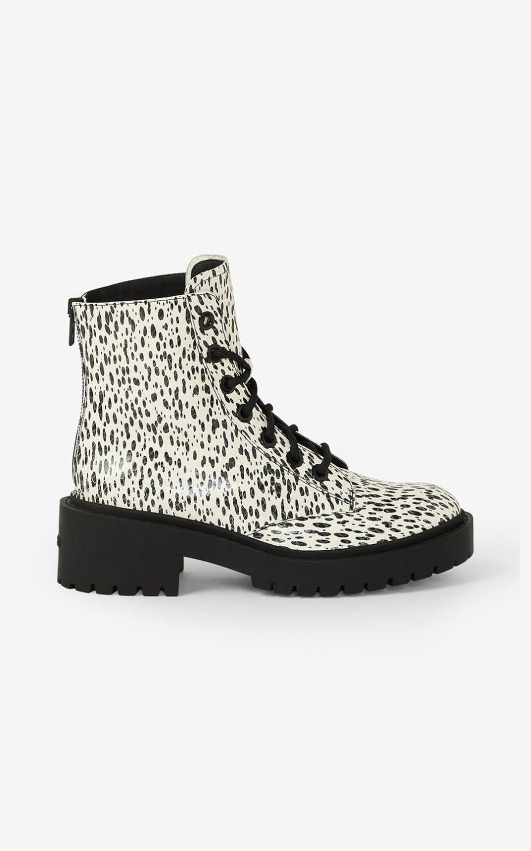 Bottes Kenzo Lace up Pike Leopard Cuir ankle Femme Blanche | WORV-94017